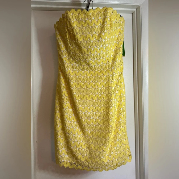 NWT Lilly Pulitzer Lakeland Ric Rac Lace Strapless Dress Starfruit Yellow Size 2 - Picture 6 of 13